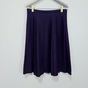 Devon Vintage Skirt Womens Large / XL Purple Pleated Knee Length 80s Retro